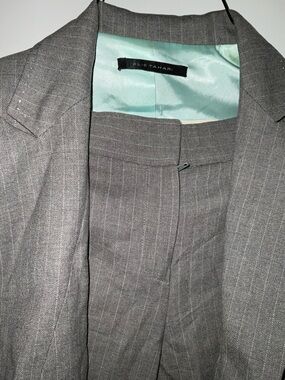 Elie Tahari Gray Pinstripe Suit  with Mint Lining